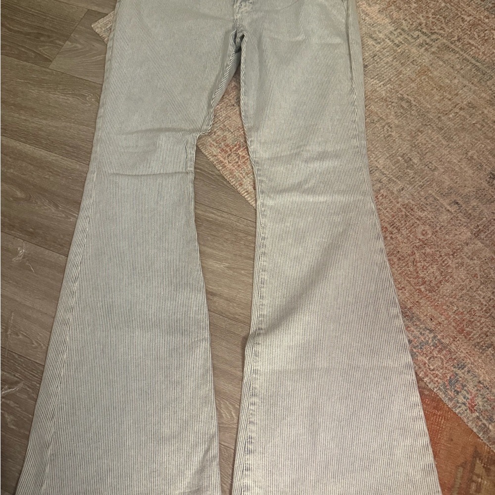Frame Denim Gray Striped Flare Jeans